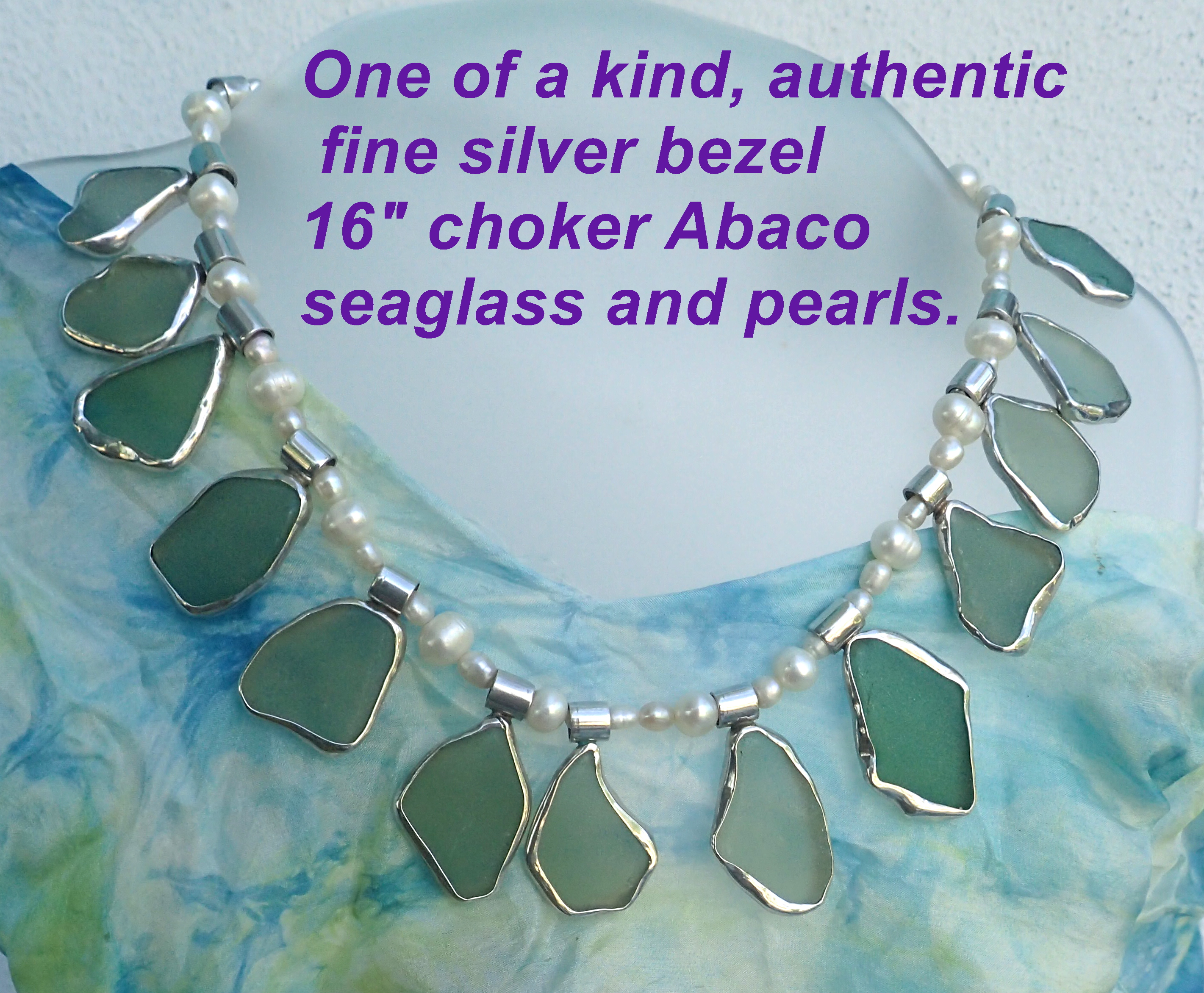 This is the last necklace I made before retiring from jewelry making in 2019.  All these pieces of seaglass are authentic Abaco seaglass collected over the past 25 years.  This is a collectible piece 